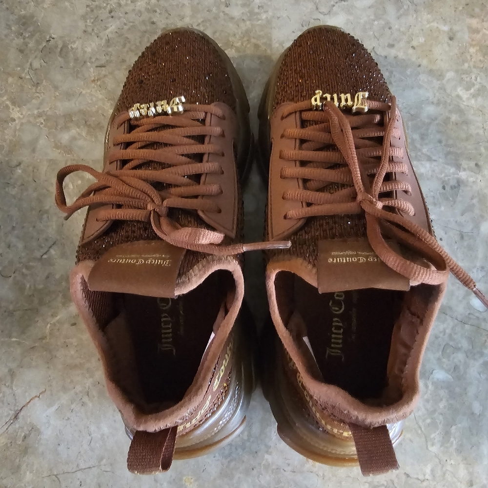 Juicy Couture rhinestone sneakers Ginger brown Adana women's size 7.5 no box - Picture 6 of 12